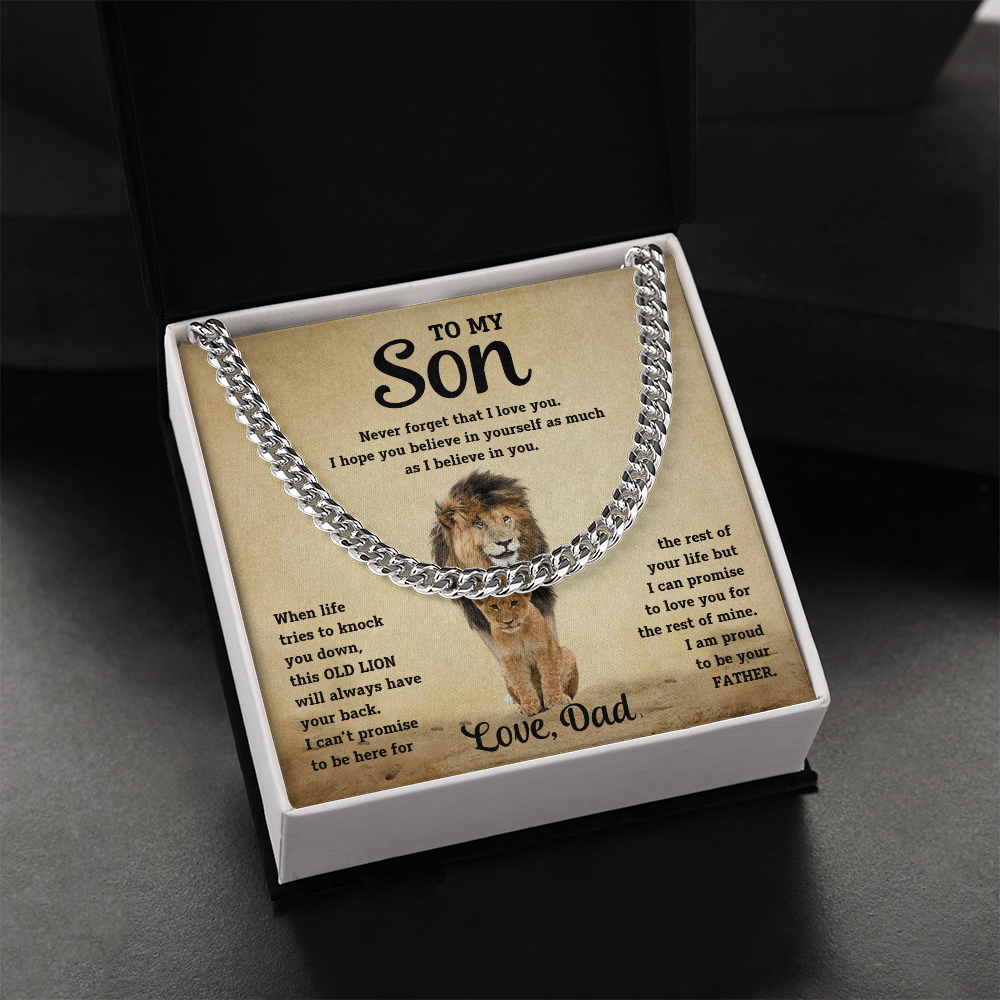 Luxurious Cuban Link Chain – "To My Son" Personalized Message Card Gift