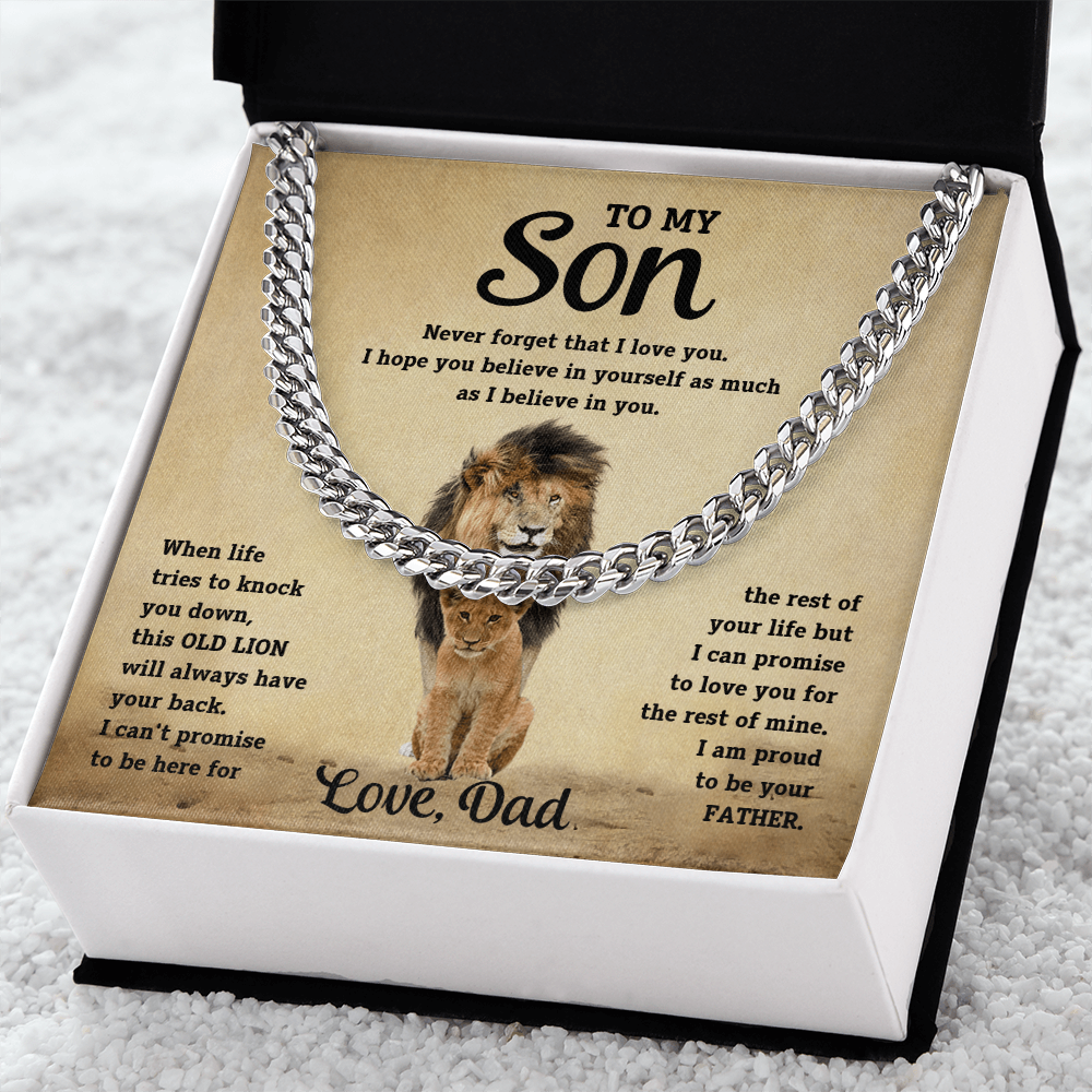 Luxurious Cuban Link Chain – "To My Son" Personalized Message Card Gift