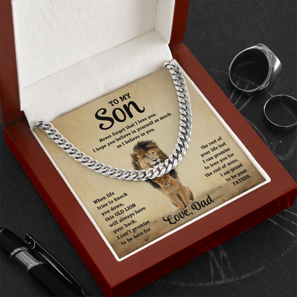 Luxurious Cuban Link Chain – "To My Son" Personalized Message Card Gift