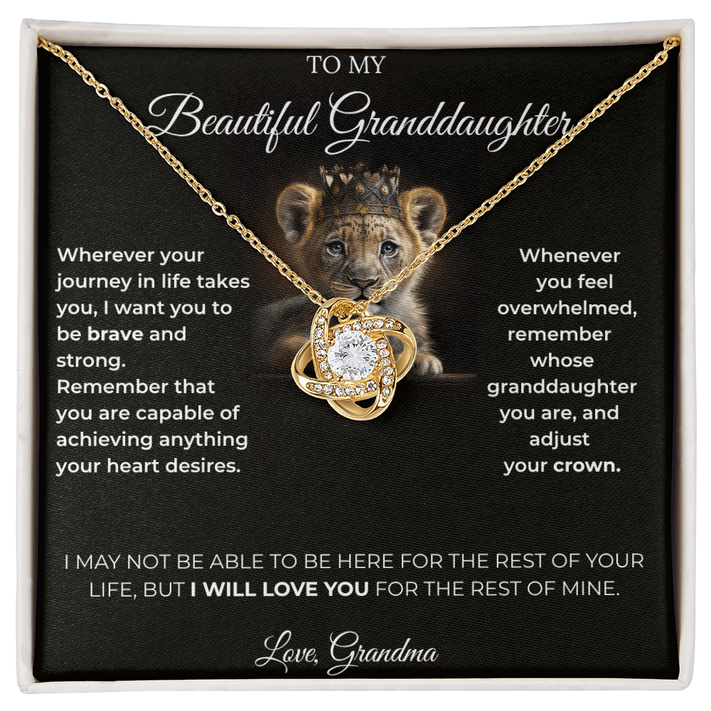 14k white gold finish Love Knot crystal pendant close-up