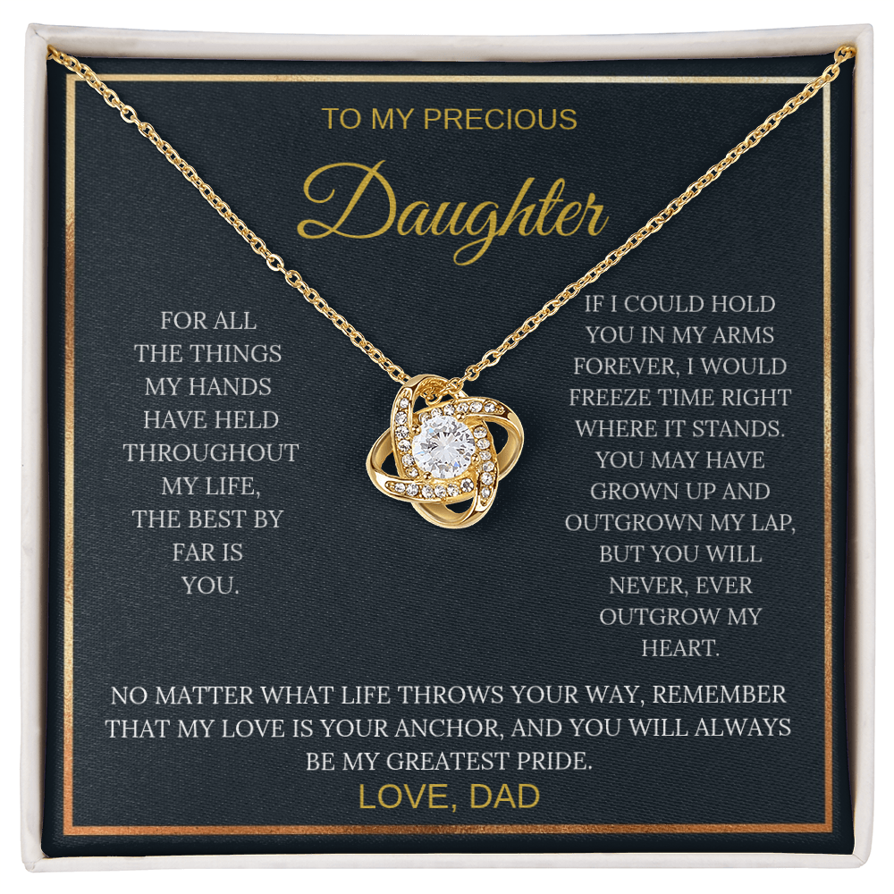 18k Yellow Gold Over Stainless Steel Love Knot Pendant with Cubic Zirconia