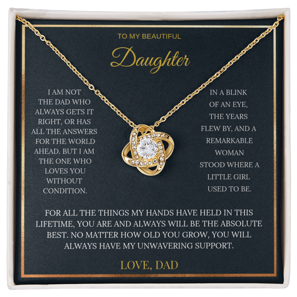Love Knot Necklace with Unconditional Love Message Card for Daughter from Dad