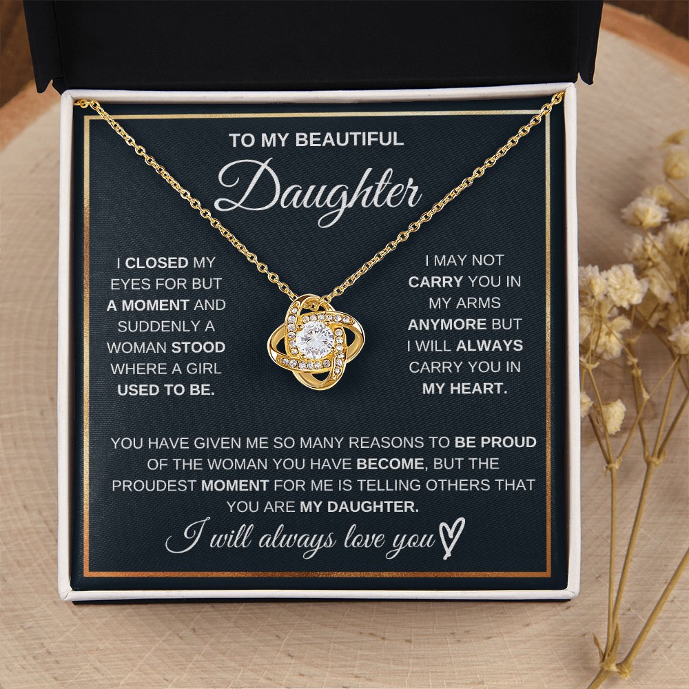 Love Knot Necklace for Daughter | Meaningful Message Card Gift