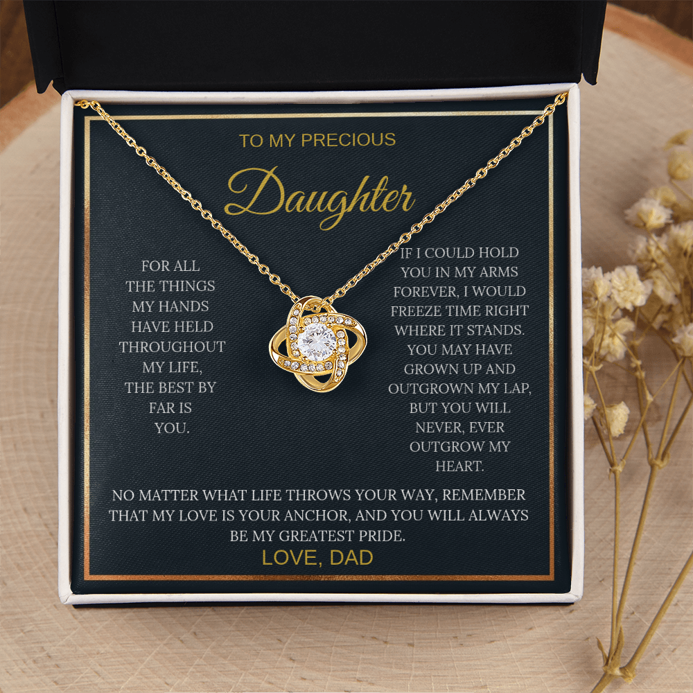 Love Knot Necklace with Sentimental Daughter Message Card from Dad