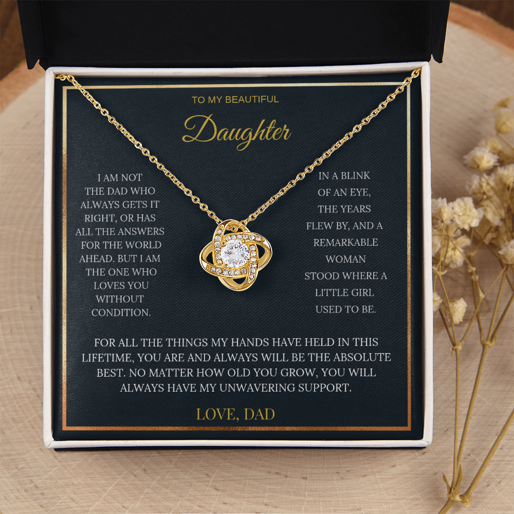 To My Beautiful Daughter – Love Knot Necklace | Sentimental Gift from Dad