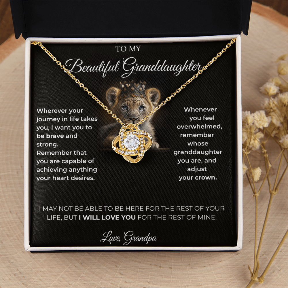 To My Granddaughter – Love Knot Necklace | Regal "Adjust Your Crown" Gift from Grandpa