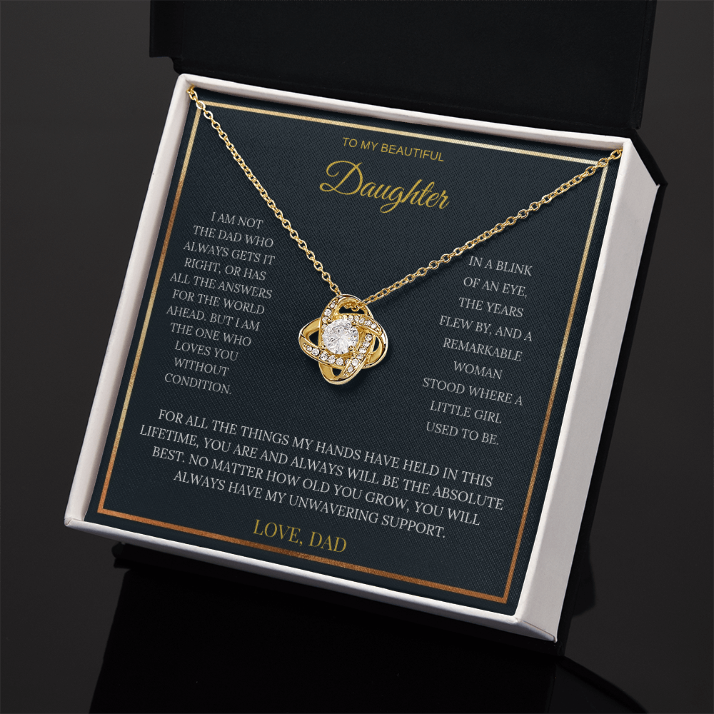 To My Beautiful Daughter – Love Knot Necklace | Sentimental Gift from Dad