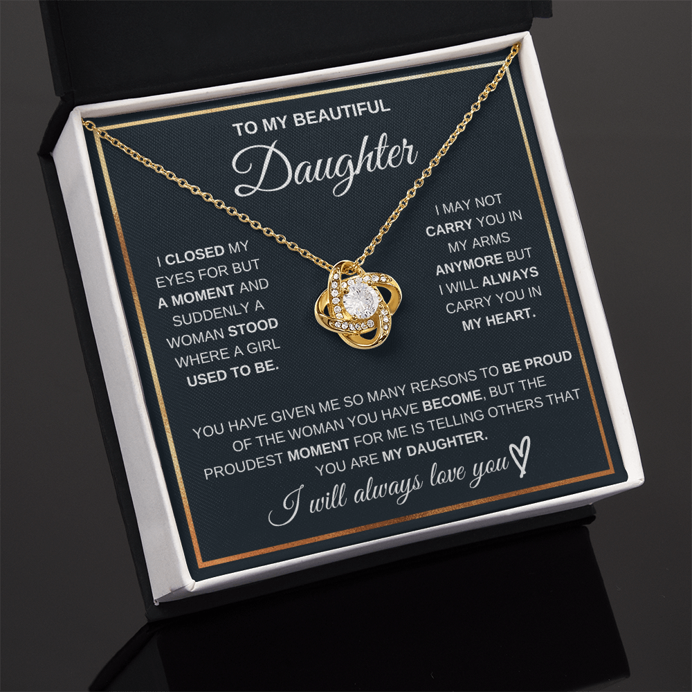 Love Knot Necklace for Daughter | Meaningful Message Card Gift