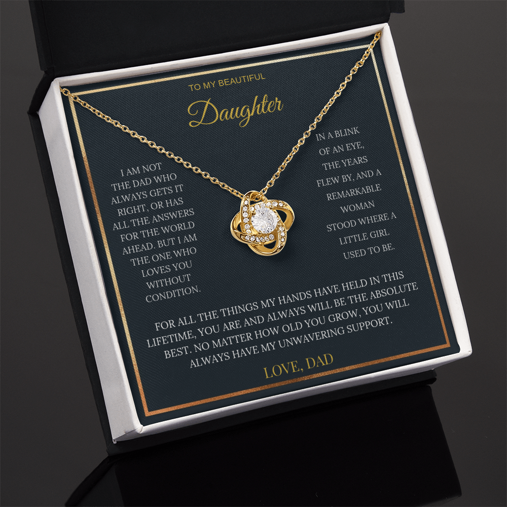 18k Yellow Gold Over Stainless Steel Love Knot Pendant with Cubic Zirconia