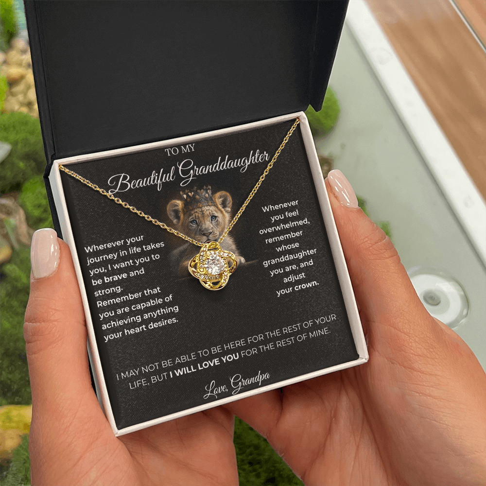 To My Granddaughter – Love Knot Necklace | Regal "Adjust Your Crown" Gift from Grandpa
