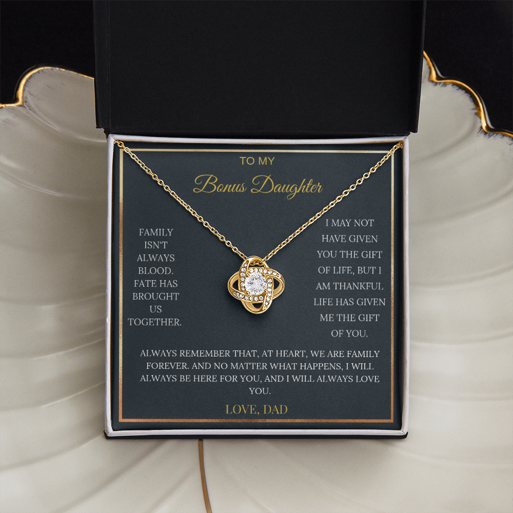 To My Bonus Daughter – Love Knot Necklace | Heartfelt Keepsake Gift from Dad