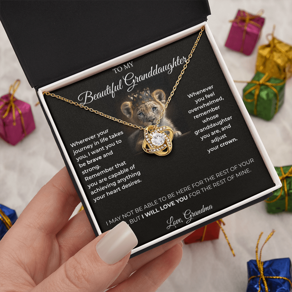 To My Granddaughter – Love Knot Necklace | Regal "Adjust Your Crown" Gift from Grandma