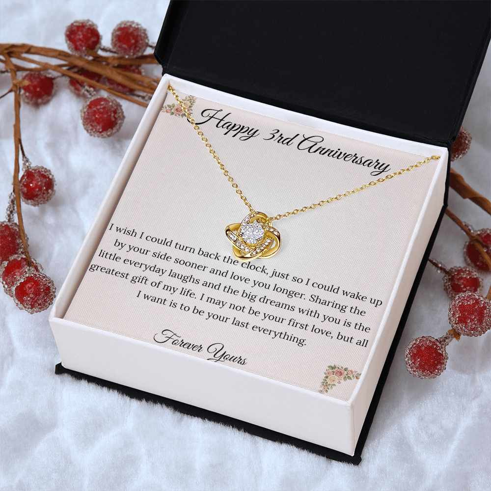3rd Anniversary Gift for Wife - "Last Everything" Love Knot Necklace