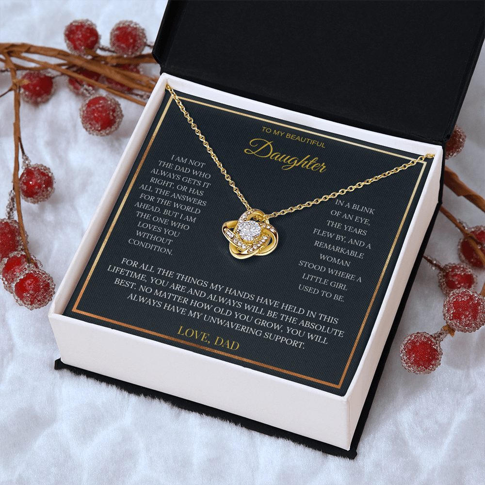 To My Beautiful Daughter – Love Knot Necklace | Sentimental Gift from Dad