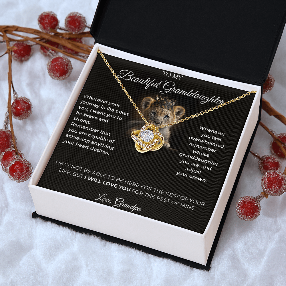 To My Granddaughter – Love Knot Necklace | Regal "Adjust Your Crown" Gift from Grandpa