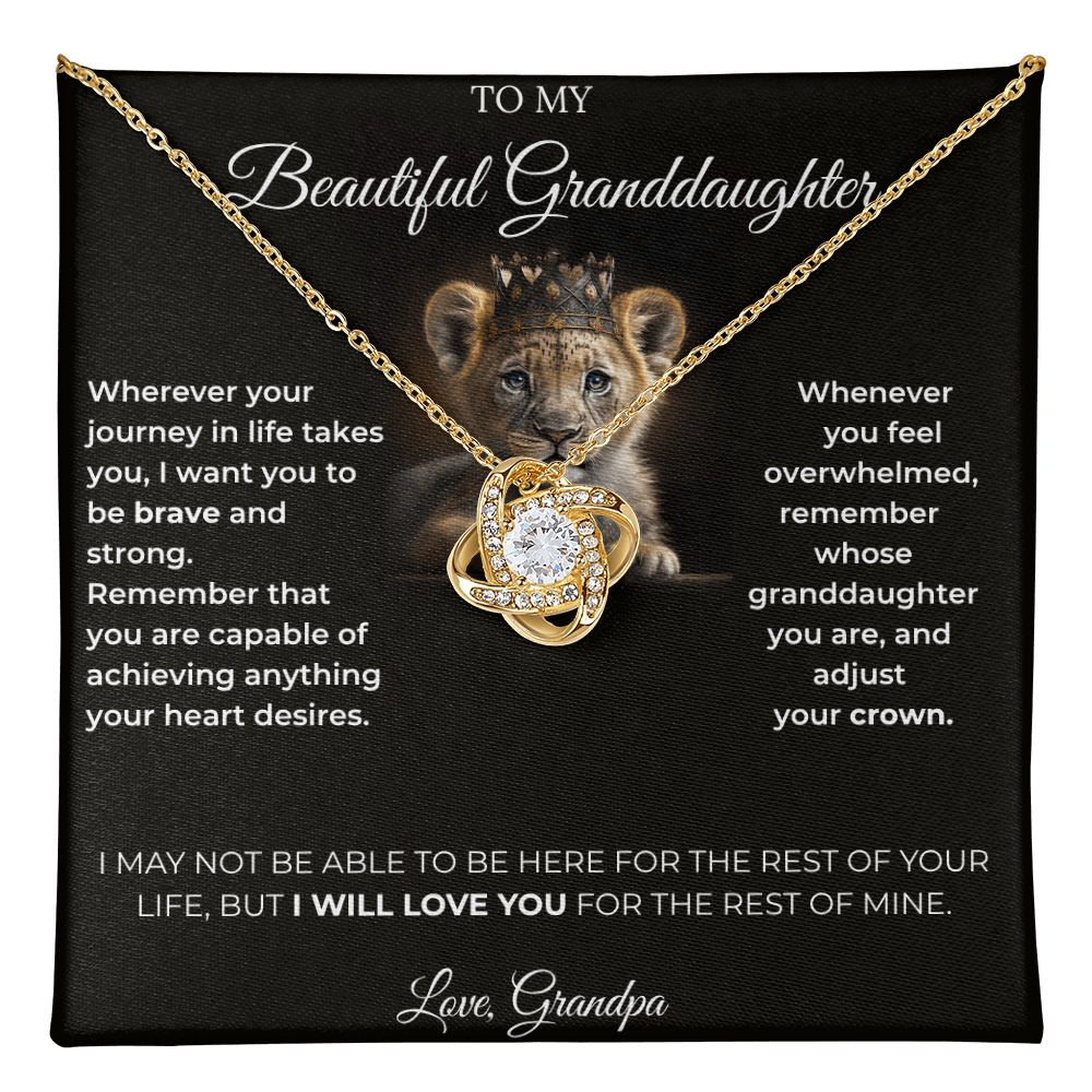 To My Granddaughter – Love Knot Necklace | Regal "Adjust Your Crown" Gift from Grandpa