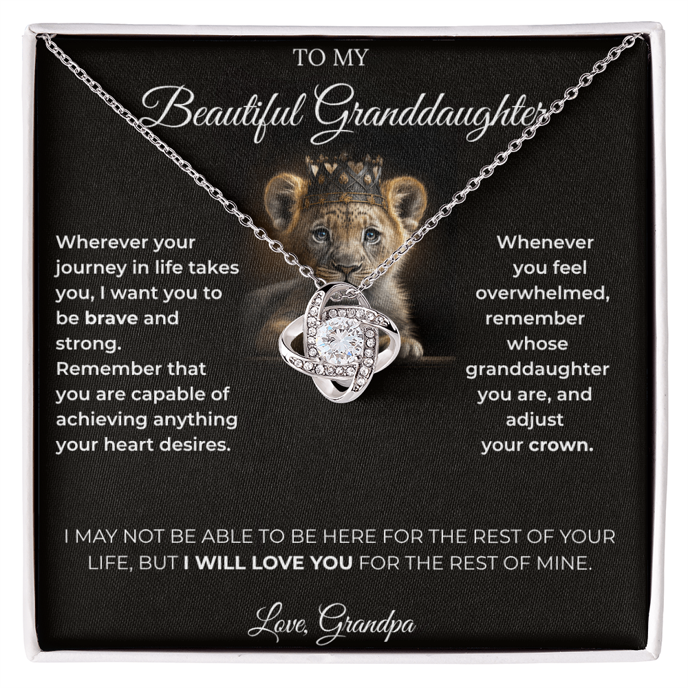 To My Granddaughter – Love Knot Necklace | Regal "Adjust Your Crown" Gift from Grandpa