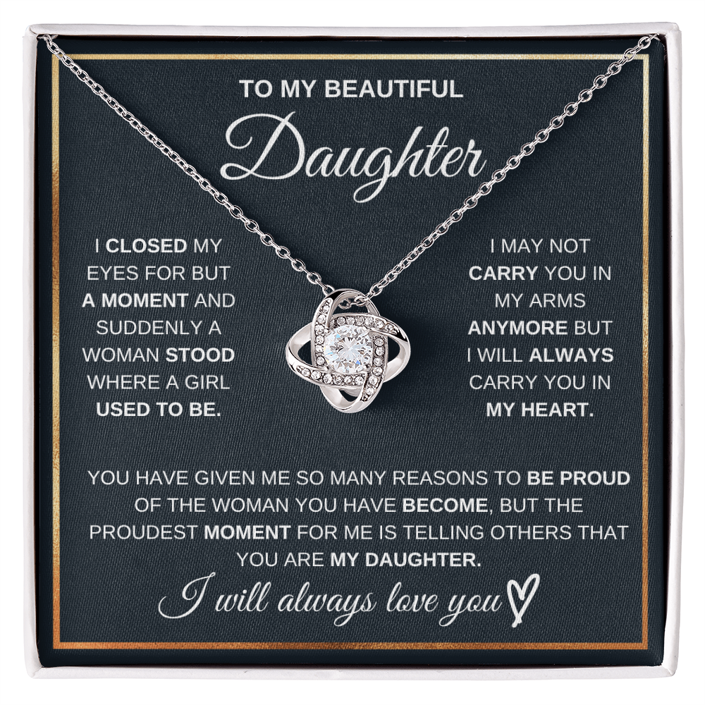 Love Knot Necklace for Daughter | Meaningful Message Card Gift