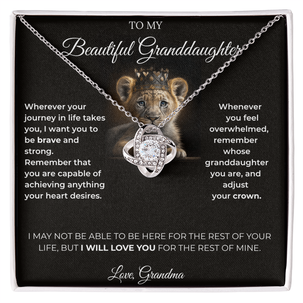 To My Granddaughter – Love Knot Necklace | Regal "Adjust Your Crown" Gift from Grandma