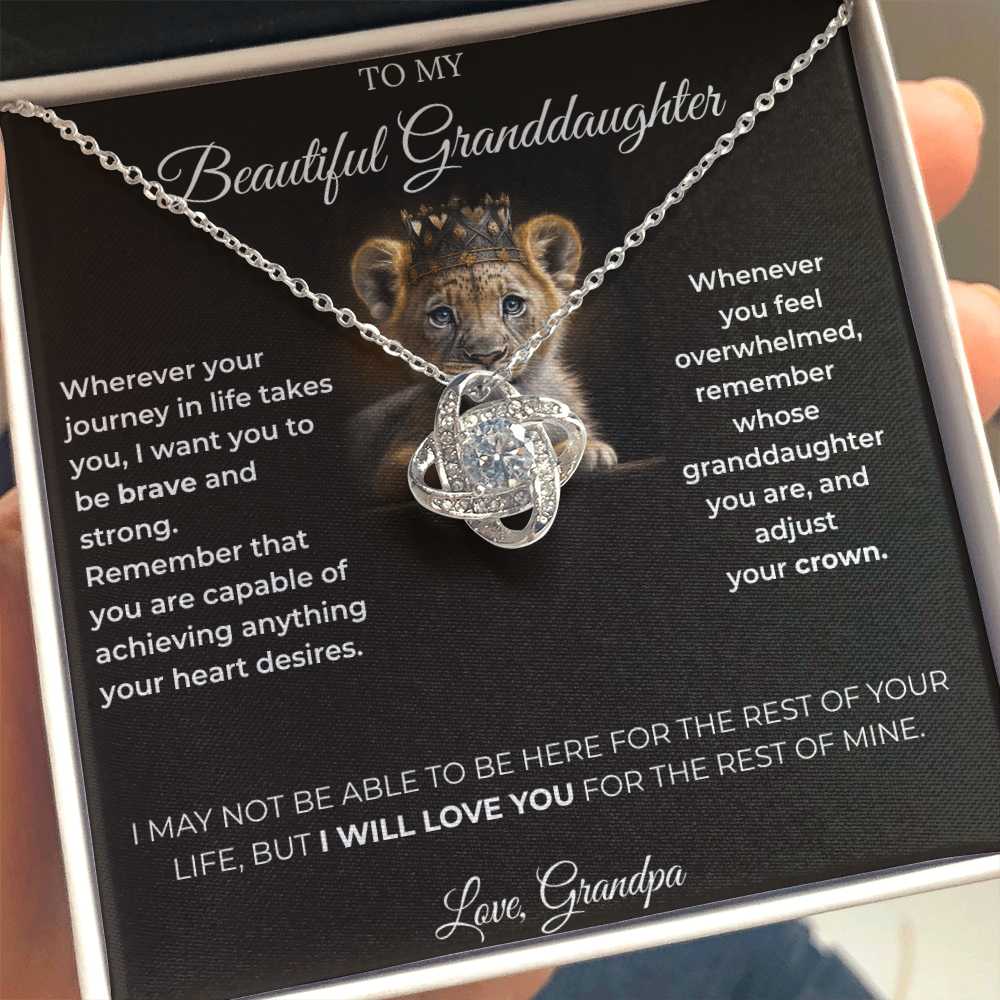 To My Granddaughter – Love Knot Necklace | Regal "Adjust Your Crown" Gift from Grandpa