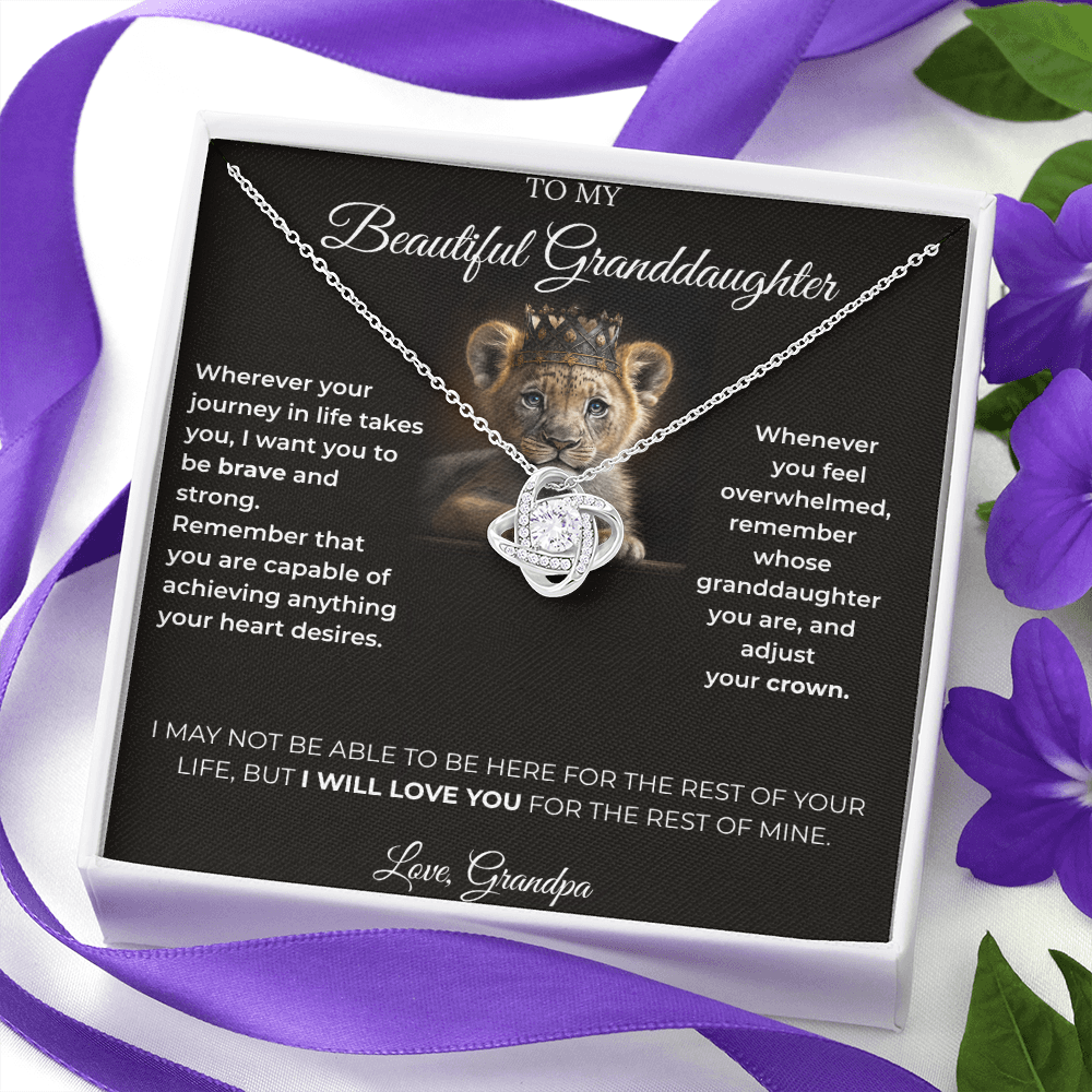 To My Granddaughter – Love Knot Necklace | Regal "Adjust Your Crown" Gift from Grandpa