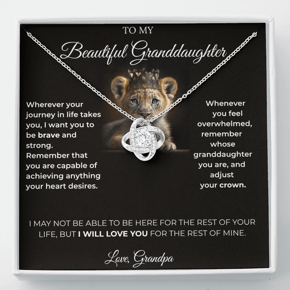 To My Granddaughter – Love Knot Necklace | Regal "Adjust Your Crown" Gift from Grandpa