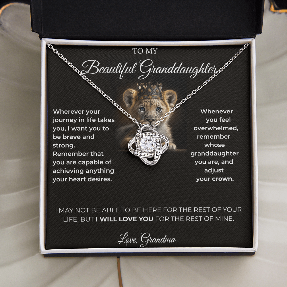 To My Granddaughter – Love Knot Necklace | Regal "Adjust Your Crown" Gift from Grandma