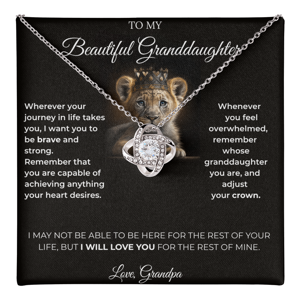 To My Granddaughter – Love Knot Necklace | Regal "Adjust Your Crown" Gift from Grandpa
