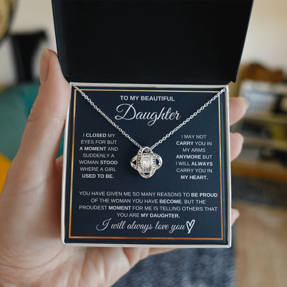 Love Knot Necklace for Daughter | Meaningful Message Card Gift