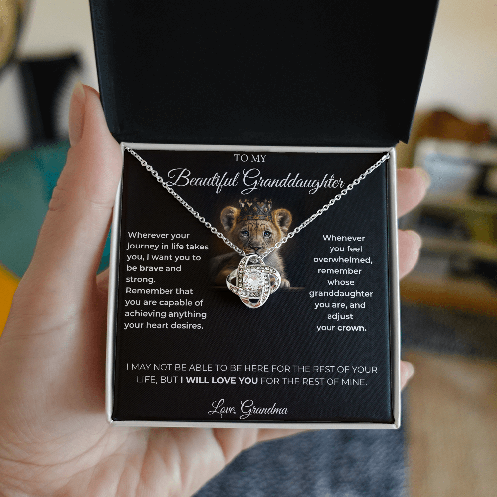To My Granddaughter – Love Knot Necklace | Regal "Adjust Your Crown" Gift from Grandma