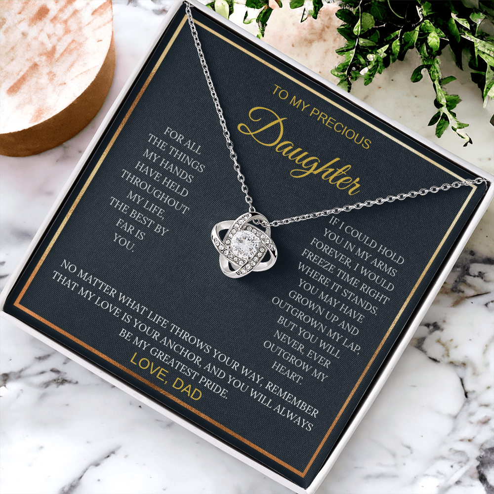 To My Precious Daughter – Love Knot Necklace | Sentimental Gift from Dad