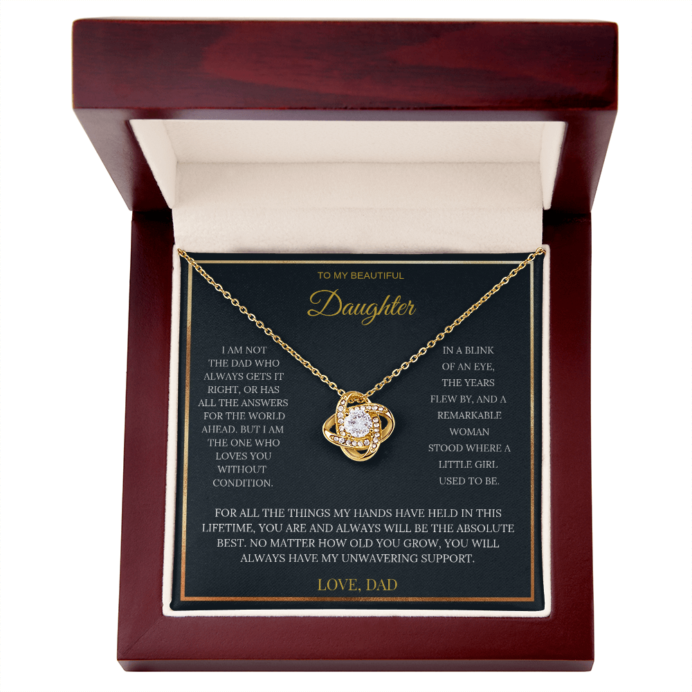 To My Beautiful Daughter – Love Knot Necklace | Sentimental Gift from Dad