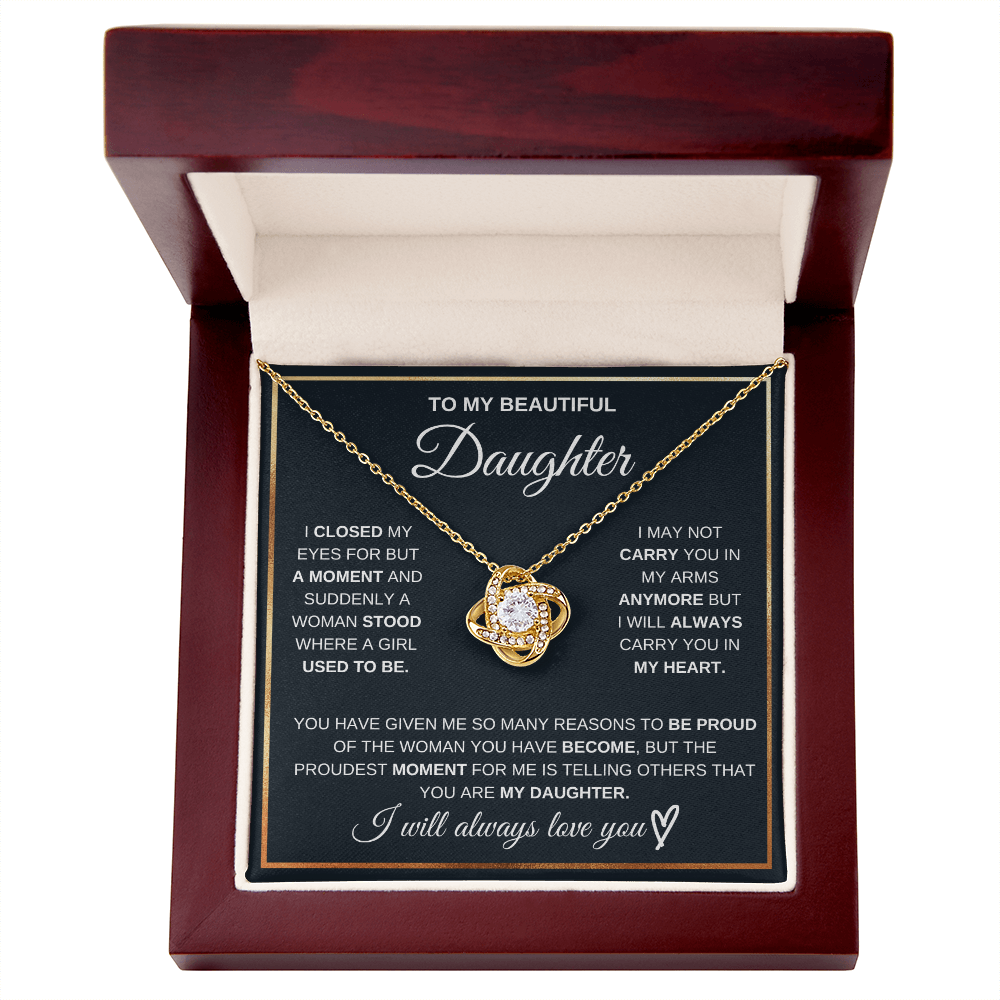 Love Knot Necklace for Daughter | Meaningful Message Card Gift