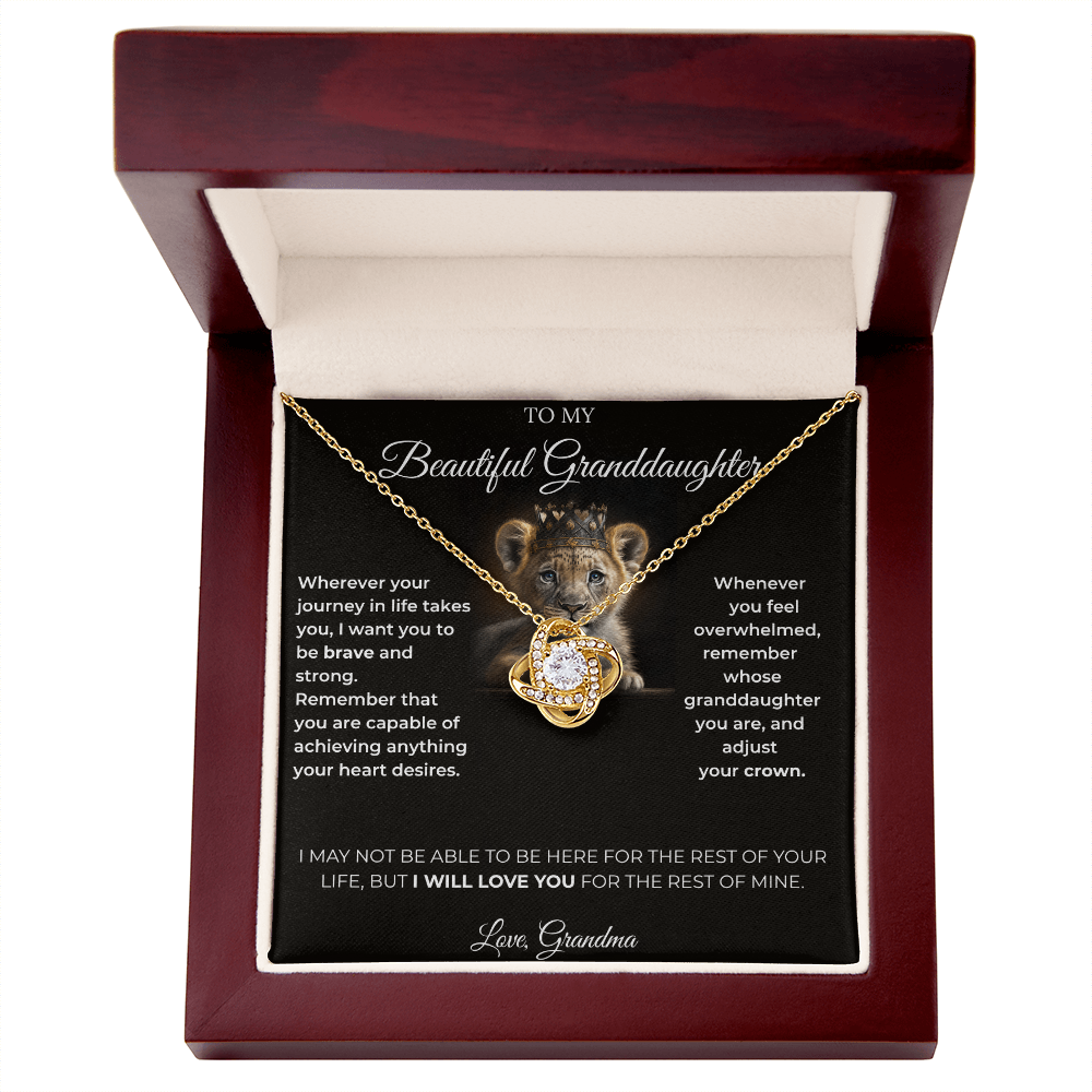 To My Granddaughter – Love Knot Necklace | Regal "Adjust Your Crown" Gift from Grandma