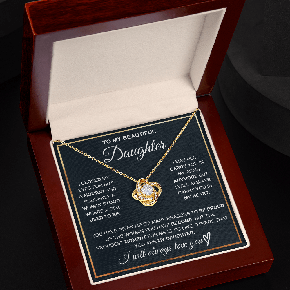 Love Knot Necklace for Daughter | Meaningful Message Card Gift