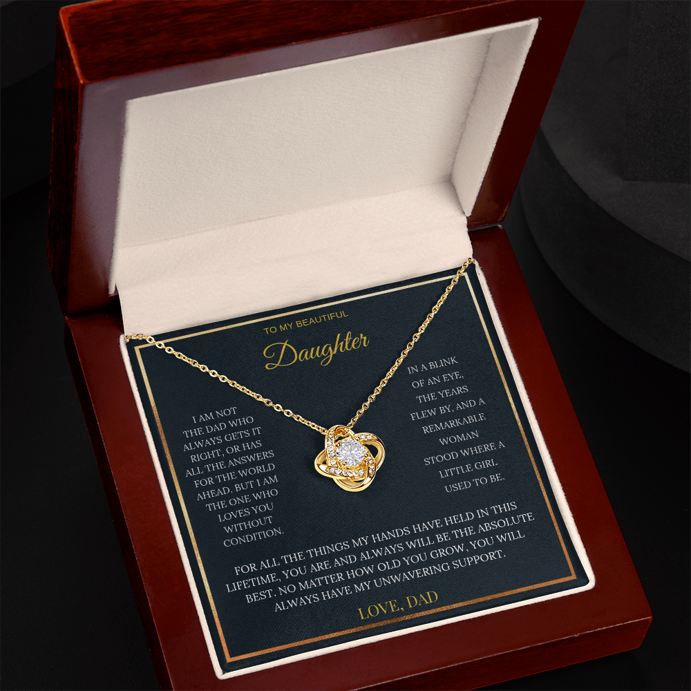 To My Beautiful Daughter – Love Knot Necklace | Sentimental Gift from Dad