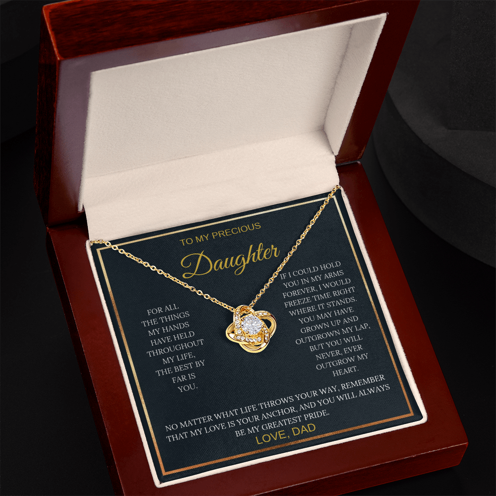 To My Precious Daughter – Love Knot Necklace | Sentimental Gift from Dad