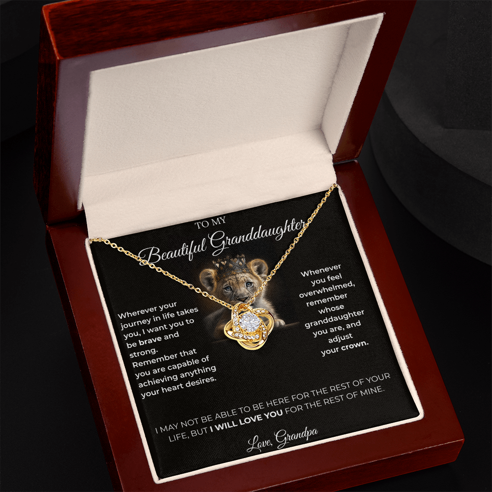 To My Granddaughter – Love Knot Necklace | Regal "Adjust Your Crown" Gift from Grandpa