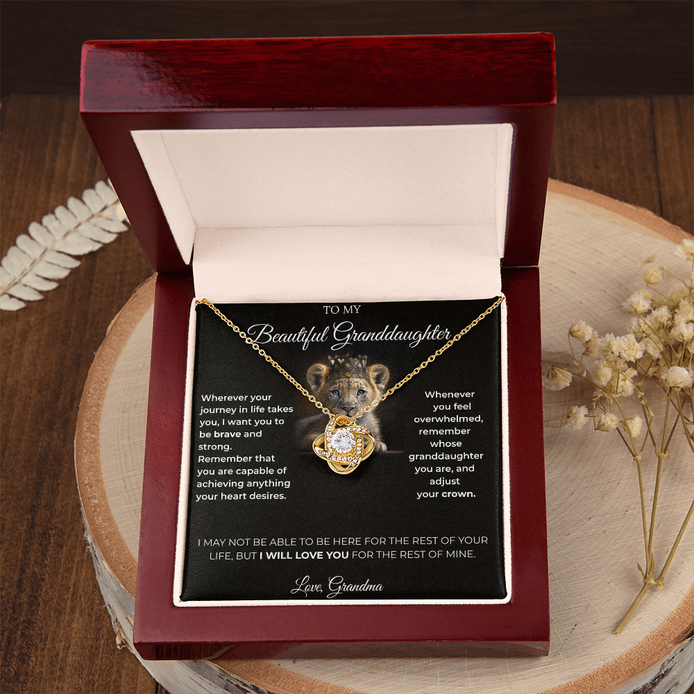 To My Granddaughter – Love Knot Necklace | Regal "Adjust Your Crown" Gift from Grandma