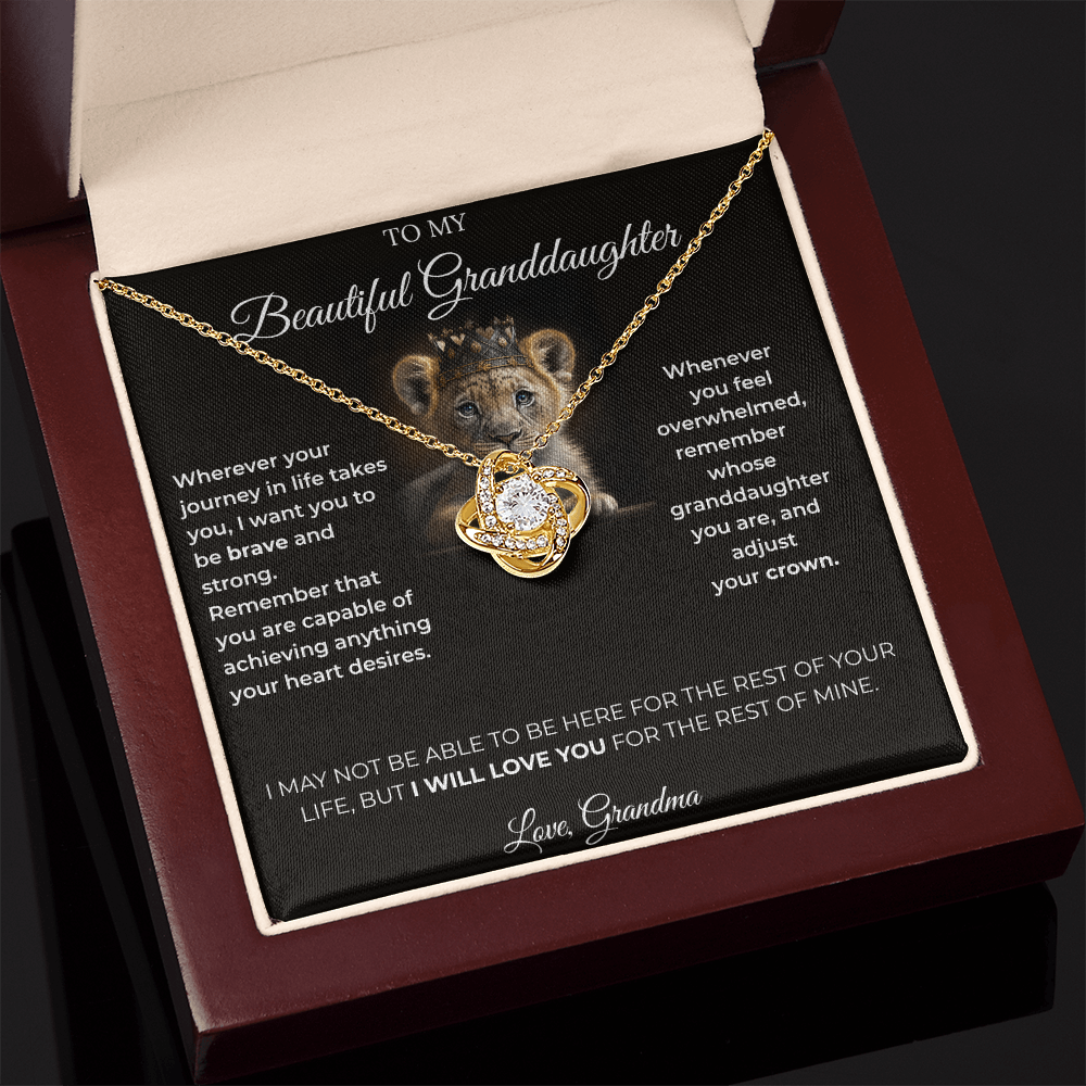 To My Granddaughter – Love Knot Necklace | Regal "Adjust Your Crown" Gift from Grandma