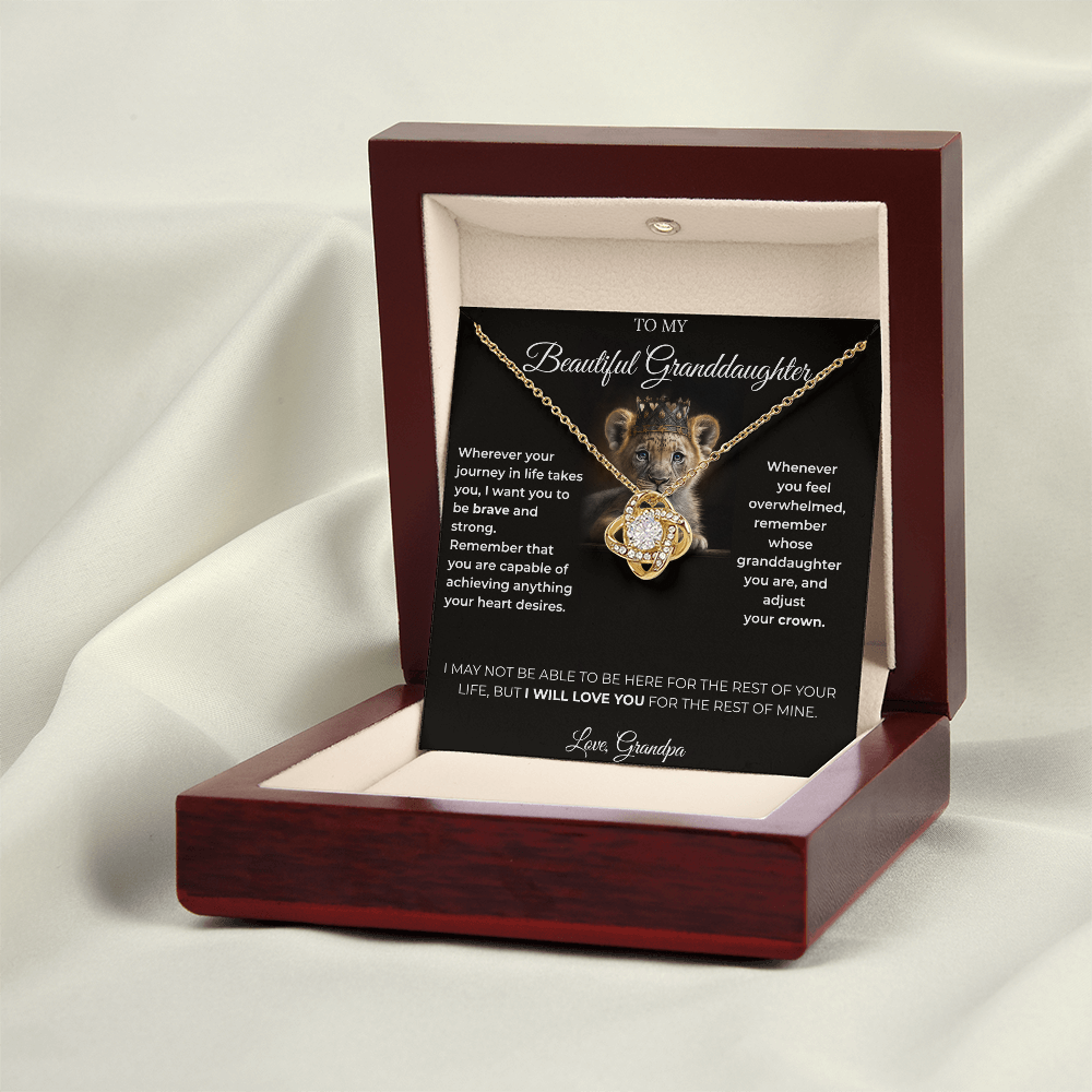 To My Granddaughter – Love Knot Necklace | Regal "Adjust Your Crown" Gift from Grandpa