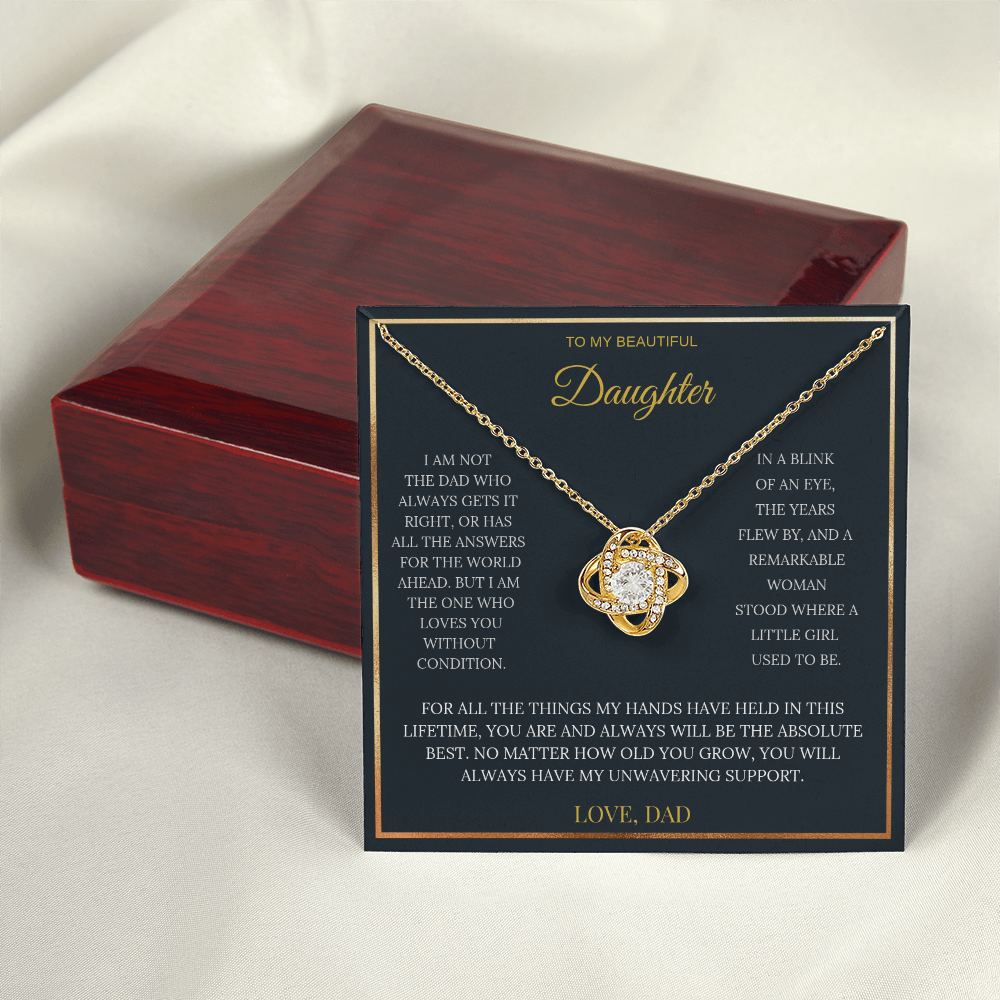 To My Beautiful Daughter – Love Knot Necklace | Sentimental Gift from Dad