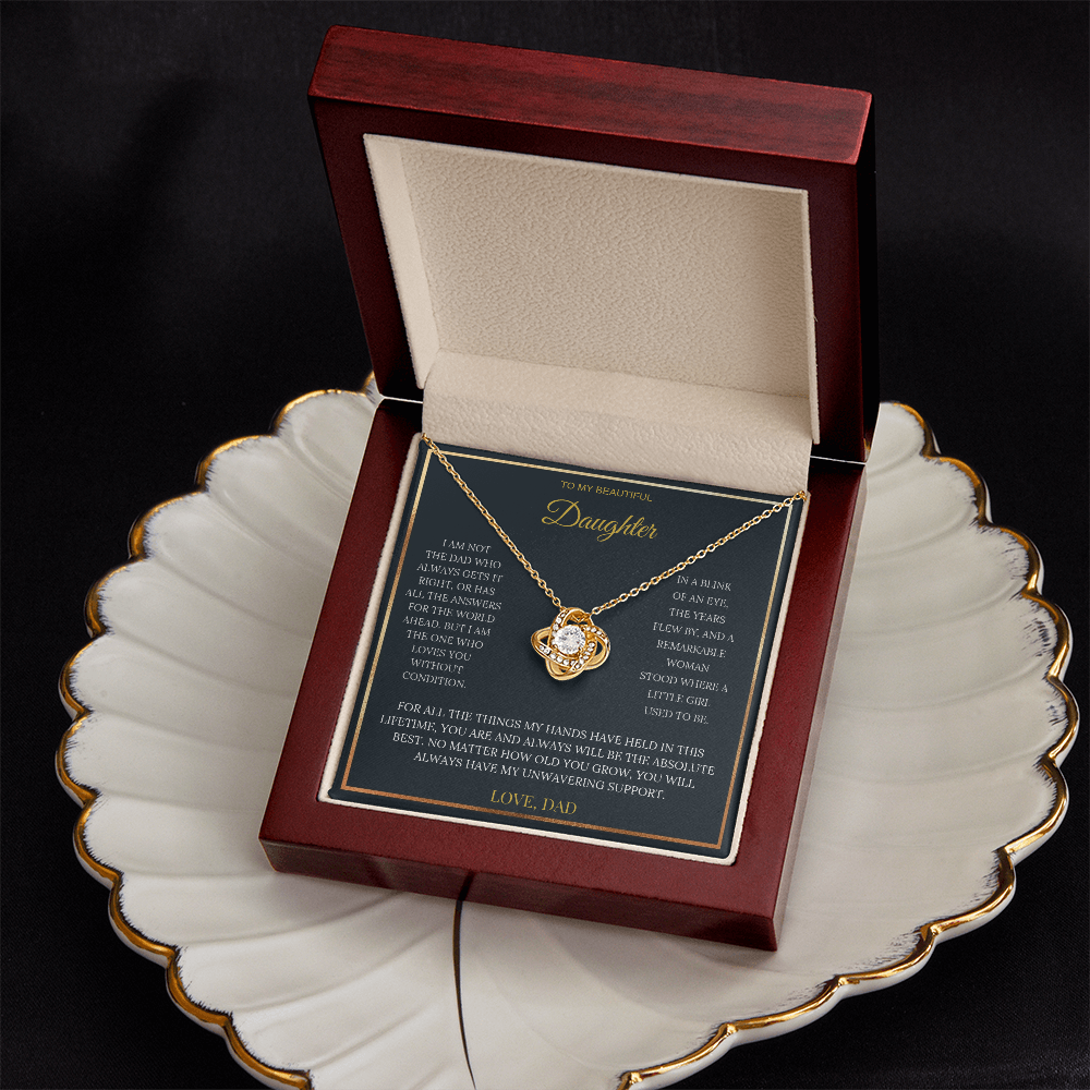 To My Beautiful Daughter – Love Knot Necklace | Sentimental Gift from Dad