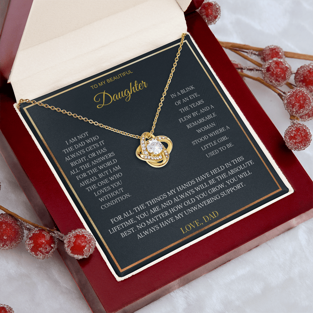 To My Beautiful Daughter – Love Knot Necklace | Sentimental Gift from Dad
