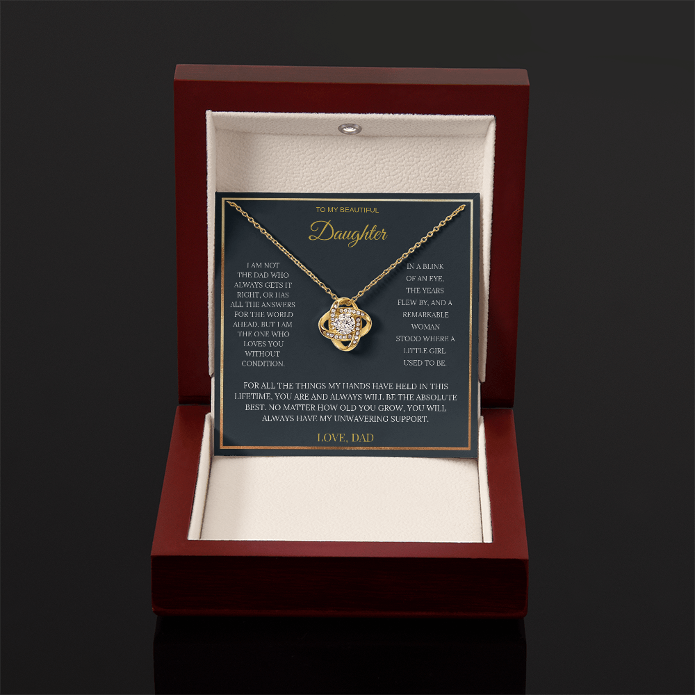 To My Beautiful Daughter – Love Knot Necklace | Sentimental Gift from Dad
