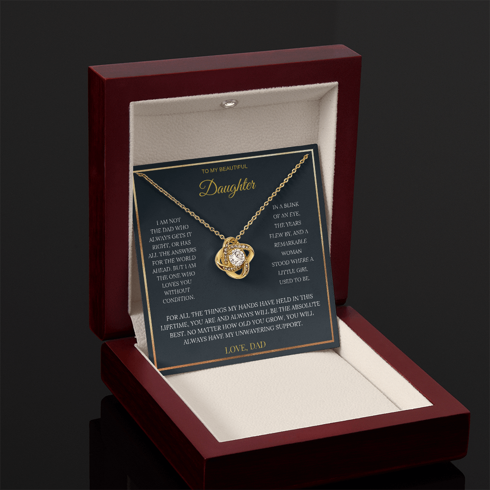 To My Beautiful Daughter – Love Knot Necklace | Sentimental Gift from Dad
