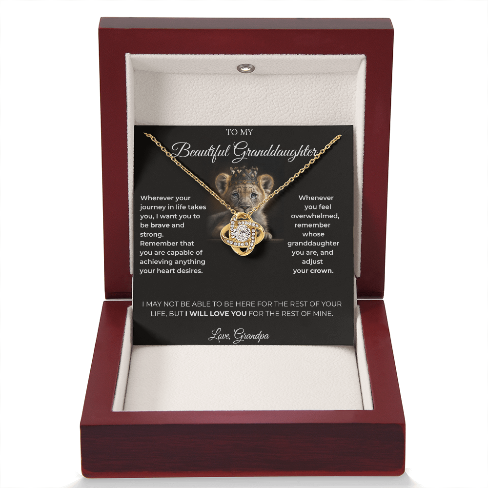 To My Granddaughter – Love Knot Necklace | Regal "Adjust Your Crown" Gift from Grandpa