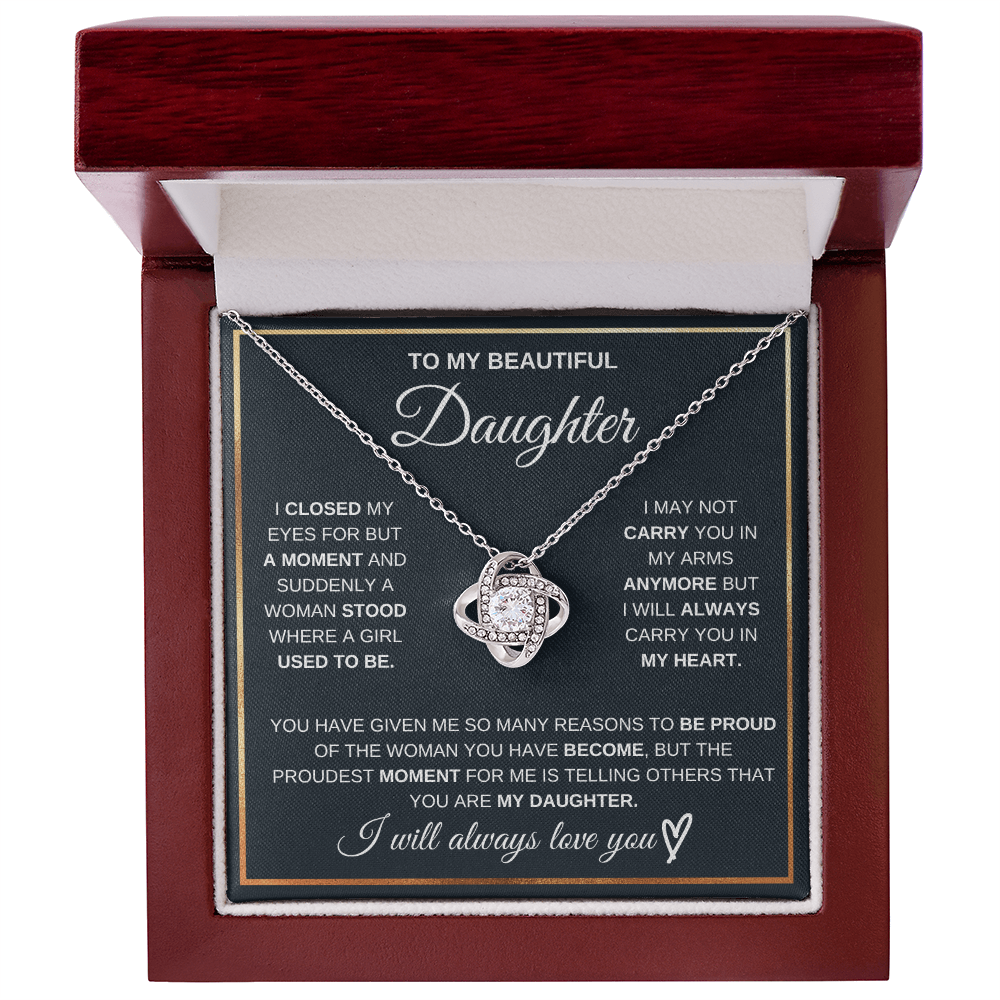 Love Knot Necklace for Daughter | Meaningful Message Card Gift