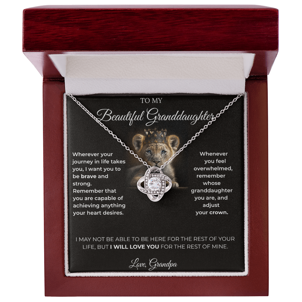 To My Granddaughter – Love Knot Necklace | Regal "Adjust Your Crown" Gift from Grandpa