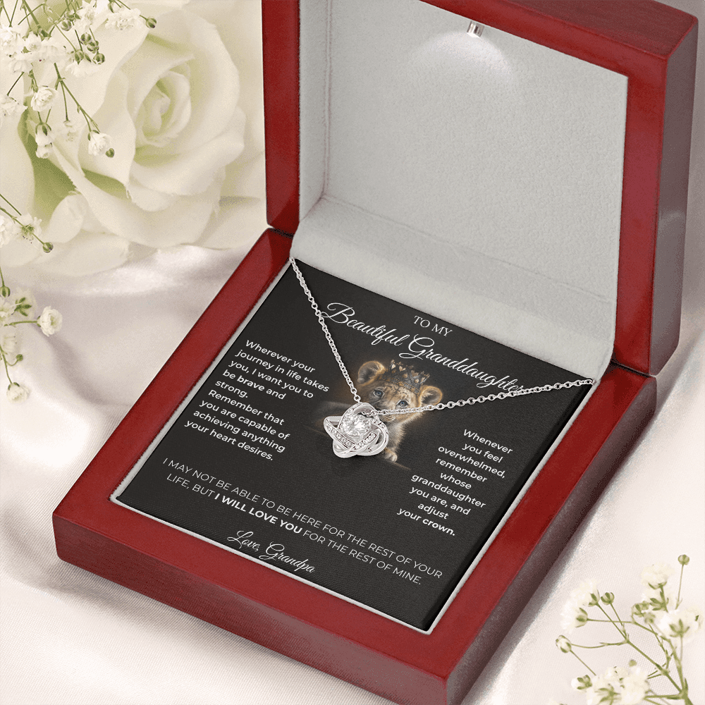 To My Granddaughter – Love Knot Necklace | Regal "Adjust Your Crown" Gift from Grandpa